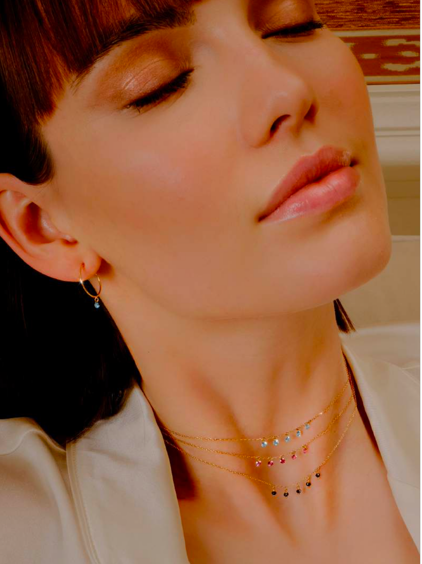 Maman et Sophie Gold 18K – Halskette Pietre Nude, Gelbgold, 5 Blautopase