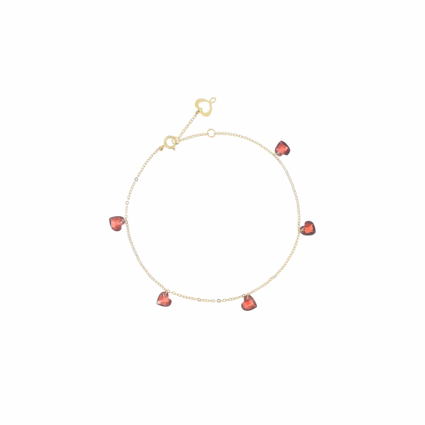 Maman et Sophie Gold 18K – Armband Cuore Nudo, Gelbgold, 5 Granate