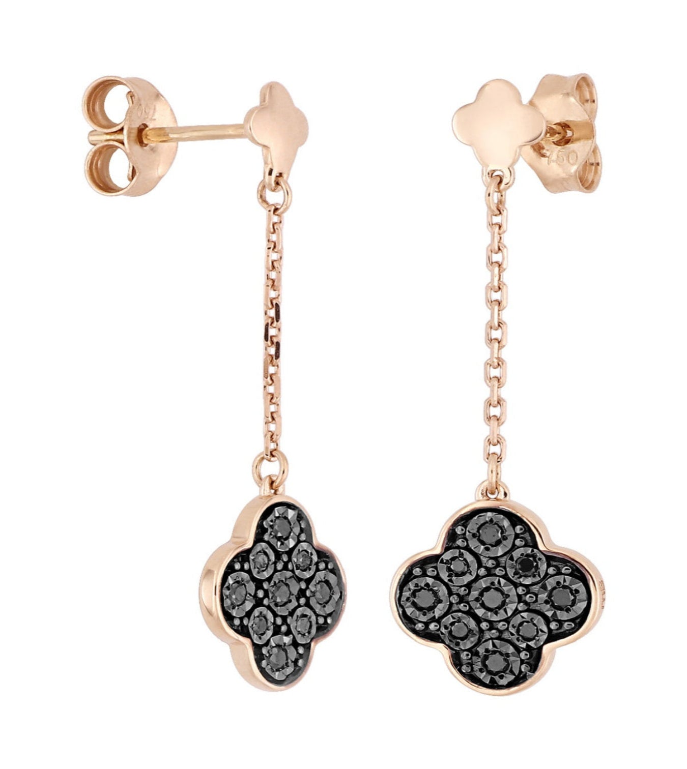 Morganne Bello – Ohrringe Jardin Précieux, Schwarze Diamanten, Roségold