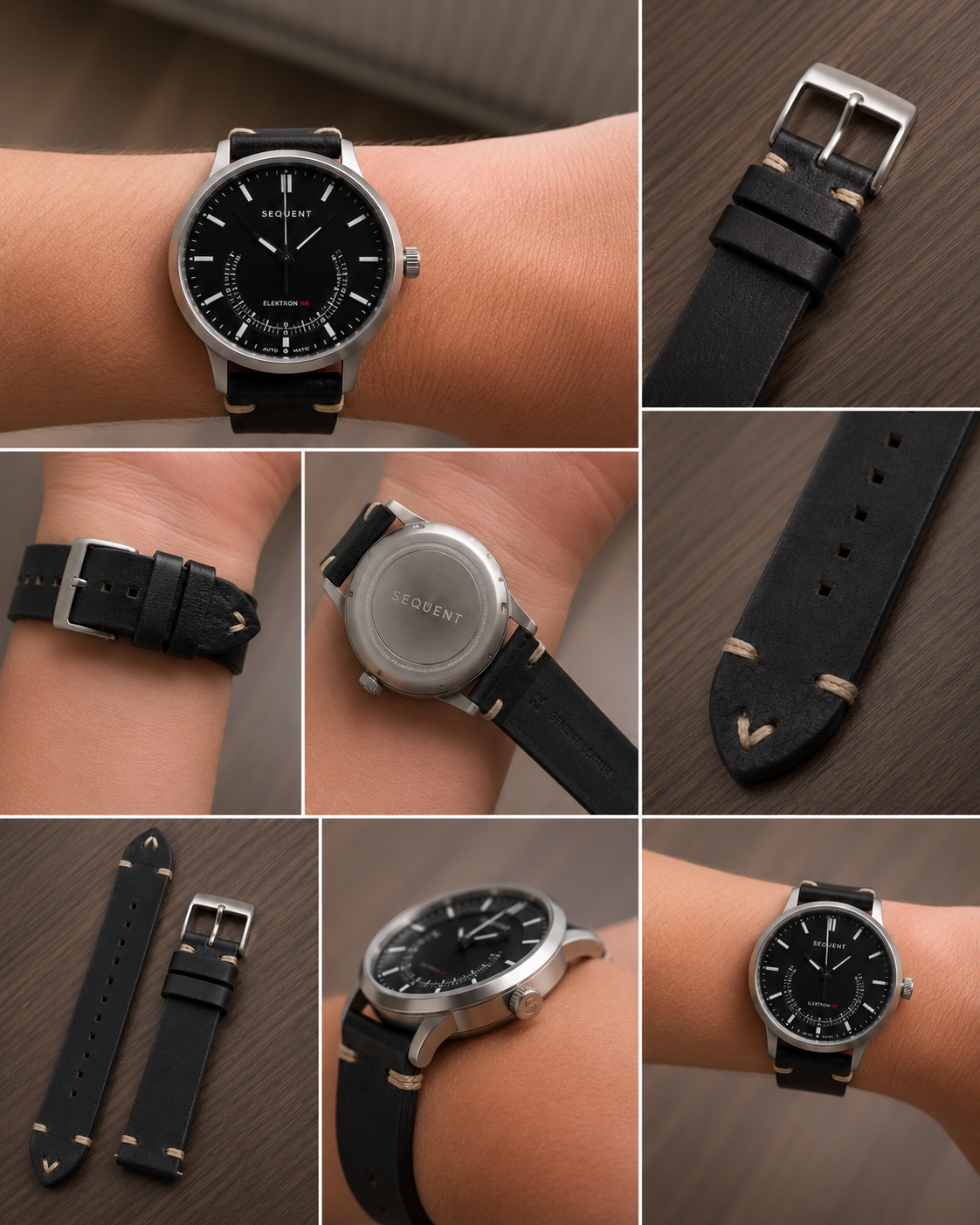 Uhrenarmband aus Pferdeleder – Detailansicht von Naht und Dornschließe