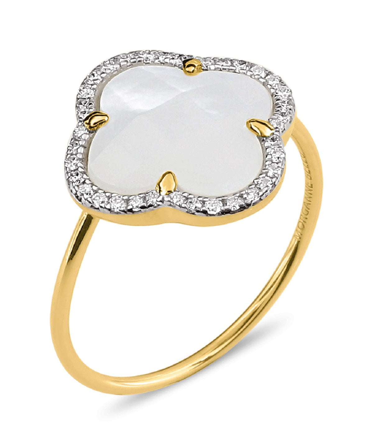 Morganne Bello – Victoria Diamants Ring, Perlmutt & Diamanten, Gelbgold
