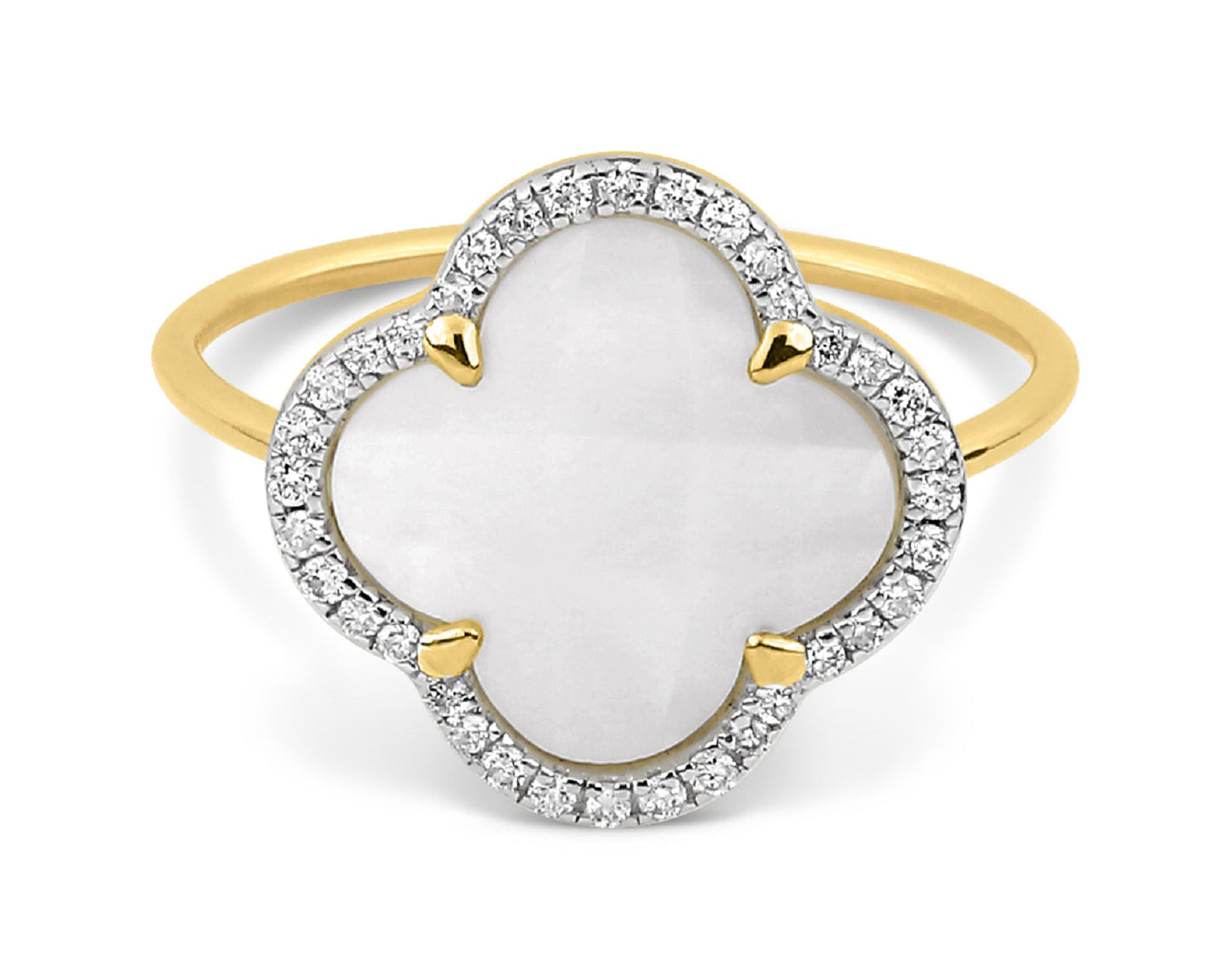 Morganne Bello – Victoria Diamants Ring, Perlmutt & Diamanten, Gelbgold