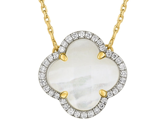 Morganne Bello – Victoria Diamants Halskette, Perlmutt & Diamanten, Gelbgold