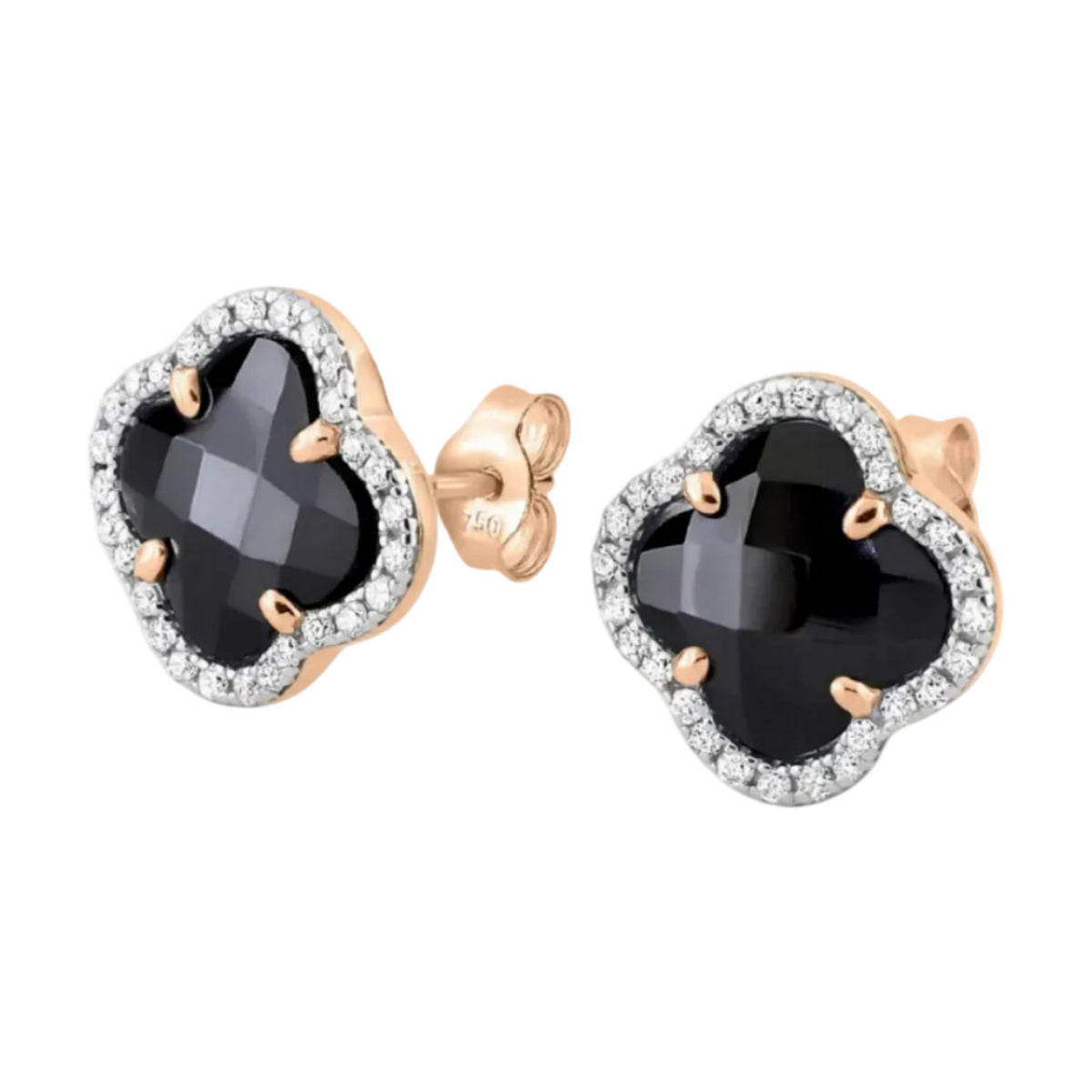 Morganne Bello – Victoria Diamants Ohrstecker, Schwarzer Onyx & Diamanten, Roségold