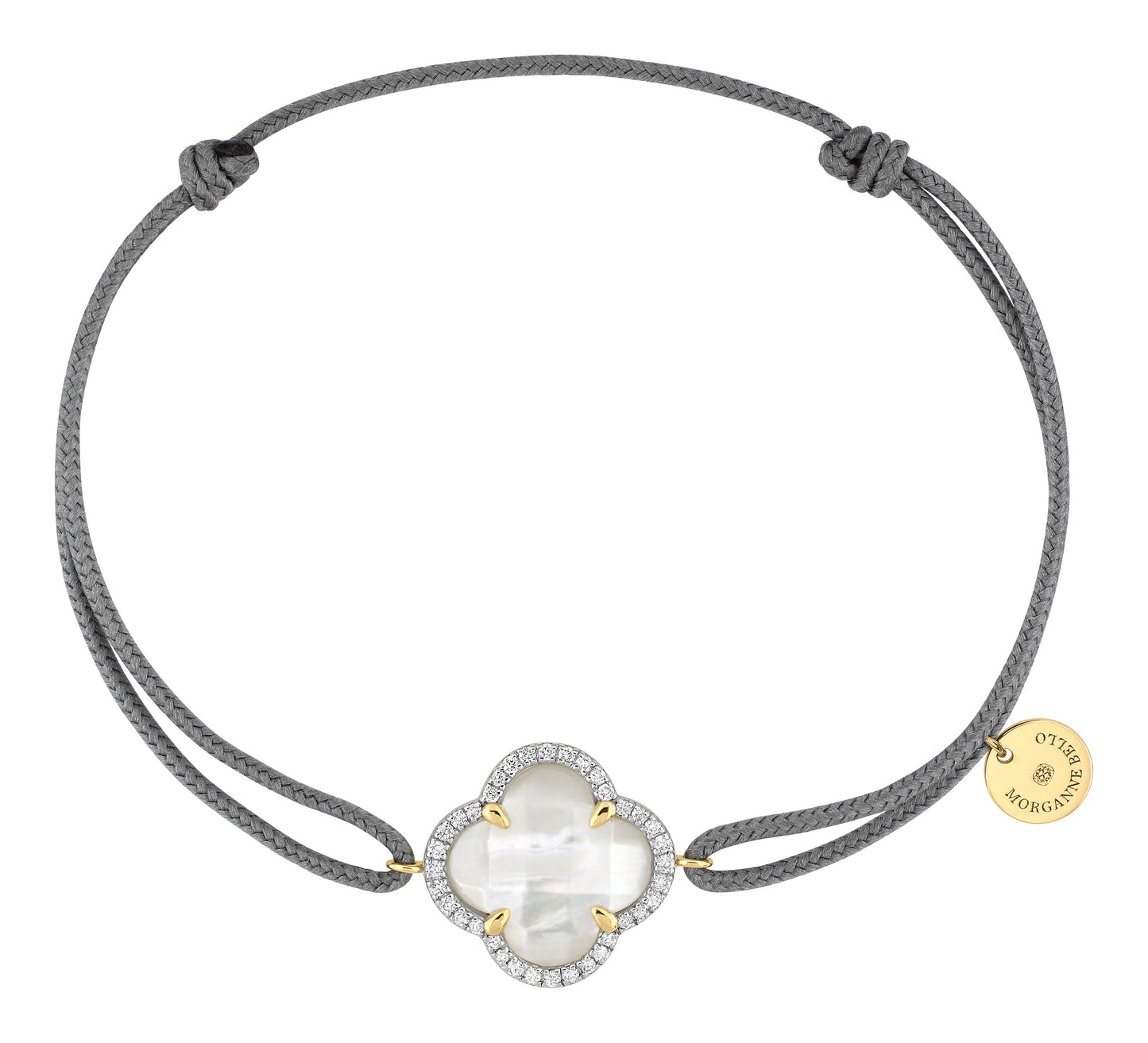 Morganne Bello – Victoria Diamants Cord-Armband, Perlmutt & Diamanten, Gelbgold