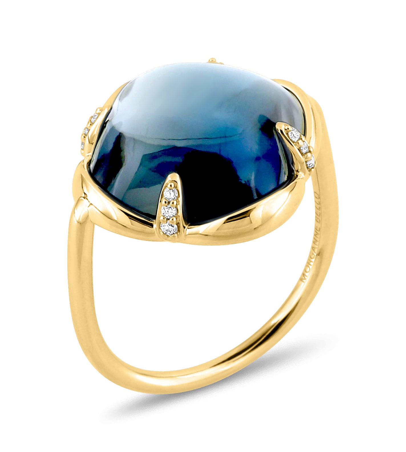 Morganne Bello – Ring Songe, Blue London Topaz, Diamanten, 18K Gelbgold
