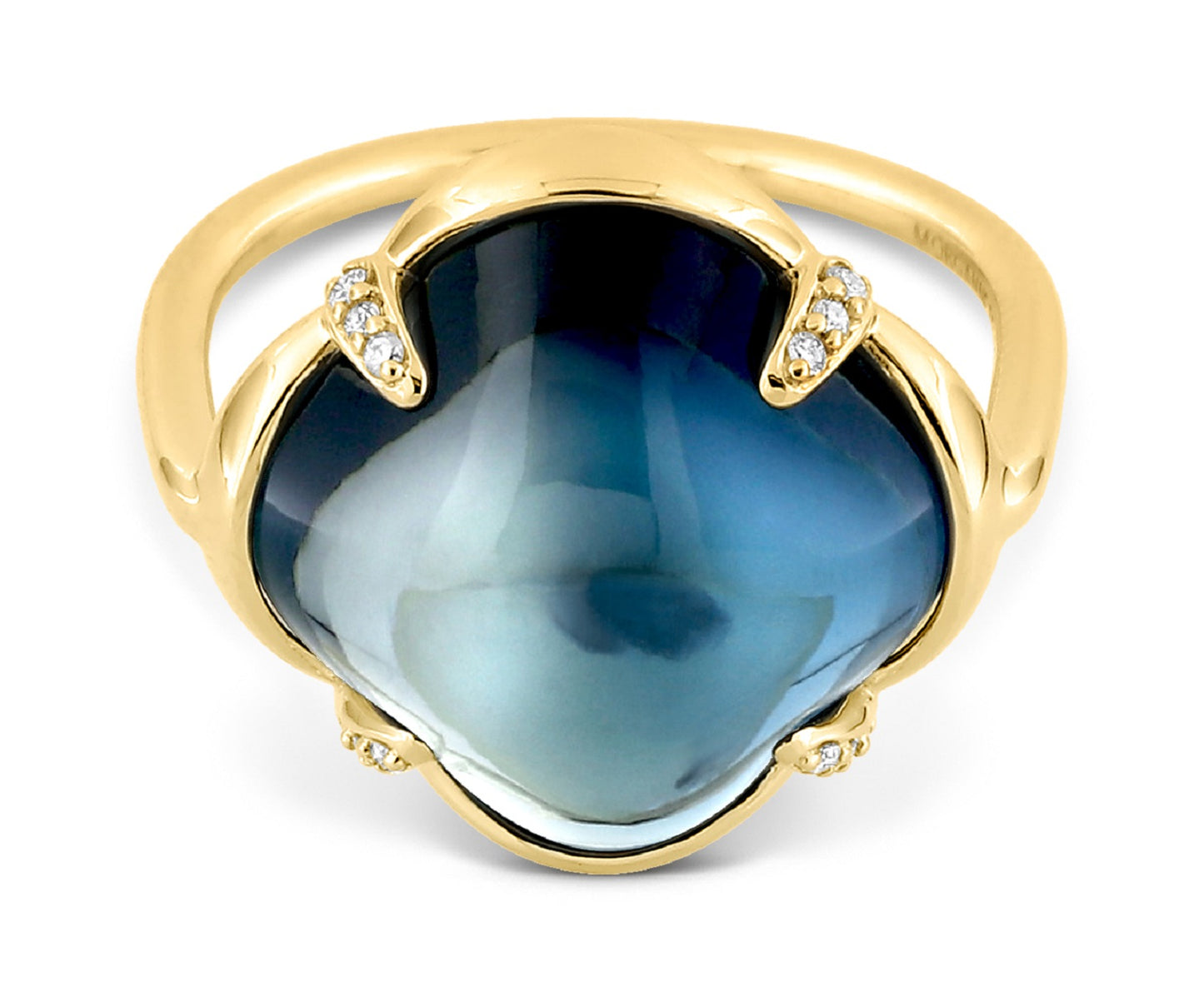 Morganne Bello – Ring Songe, Blue London Topaz, Diamanten, 18K Gelbgold