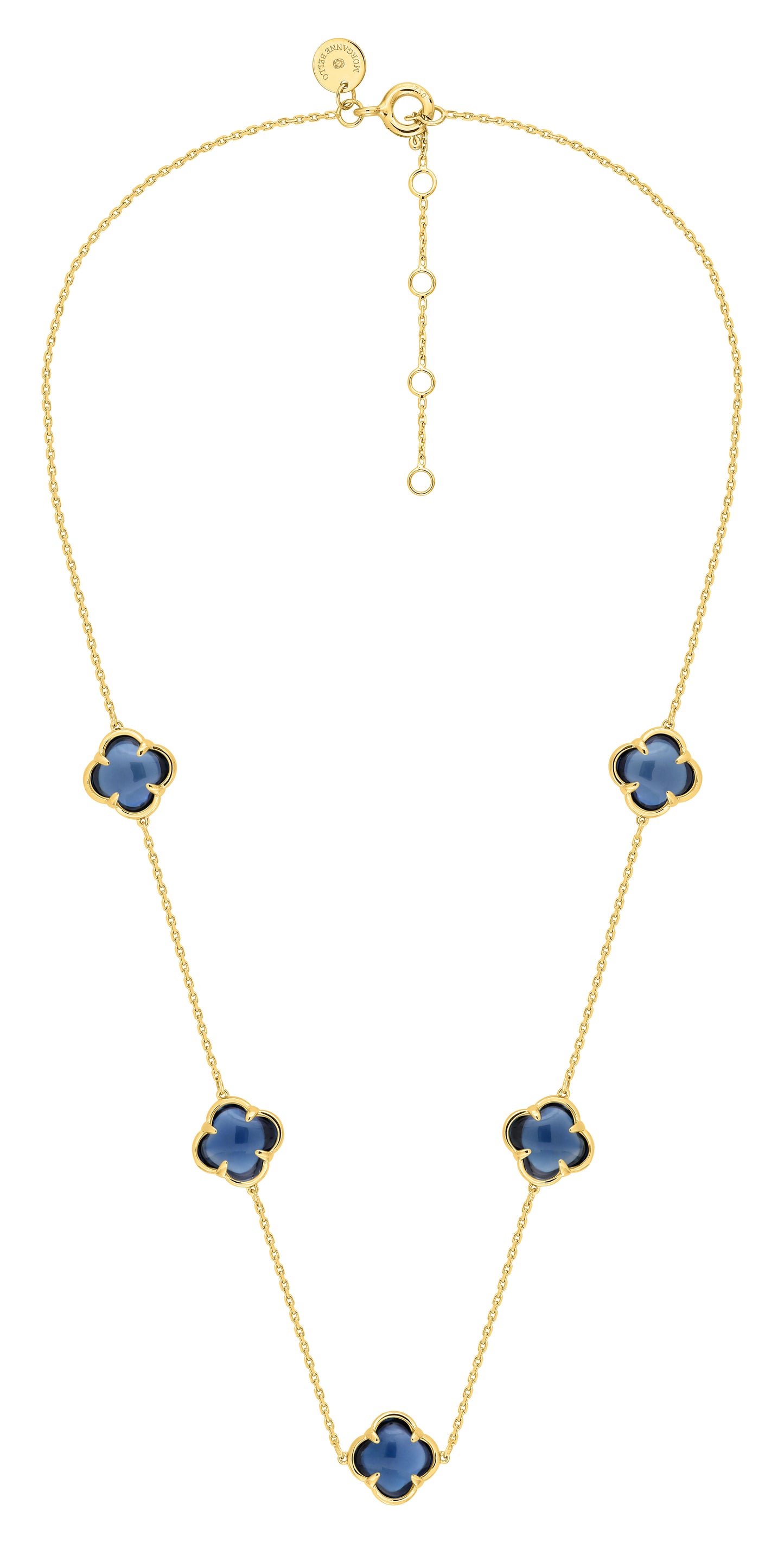 Morganne Bello – Halskette Songe, Blue London Topas, Gelbgold