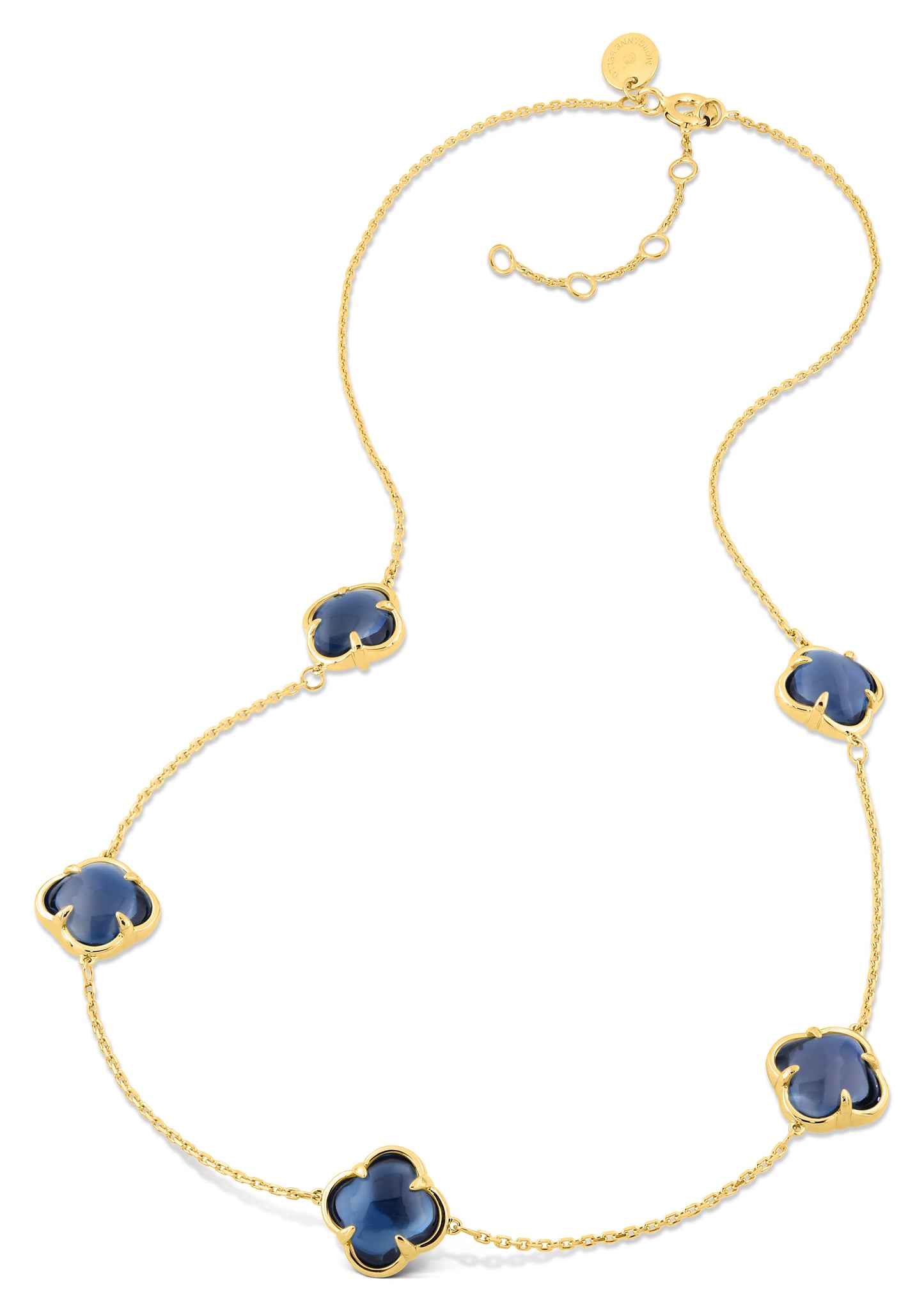 Morganne Bello – Halskette Songe, Blue London Topas, Gelbgold