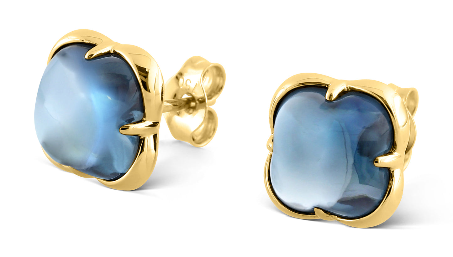 Morganne Bello – Ohrringe Songe, Blue London Topaz, 18K Gelbgold
