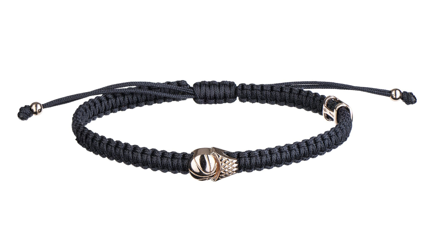 Concordia Indole Basketball bracelet, yellow gold charm on blue cord