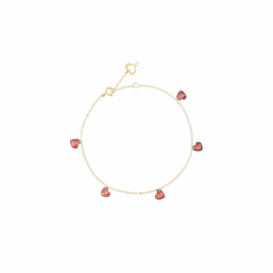 Maman et Sophie Gold 18K – Armband Cuore Nudo, Gelbgold, 5 Granate