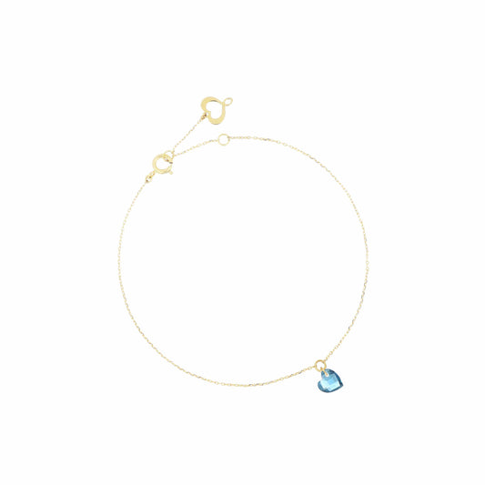 Armband – Modell Blue Heart 18KT (London Blue Topaz, Gelbgold)