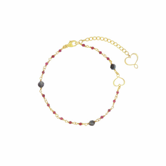 Maman et Sophie Argento – Armband Rosari, Rubin & Aquamarin