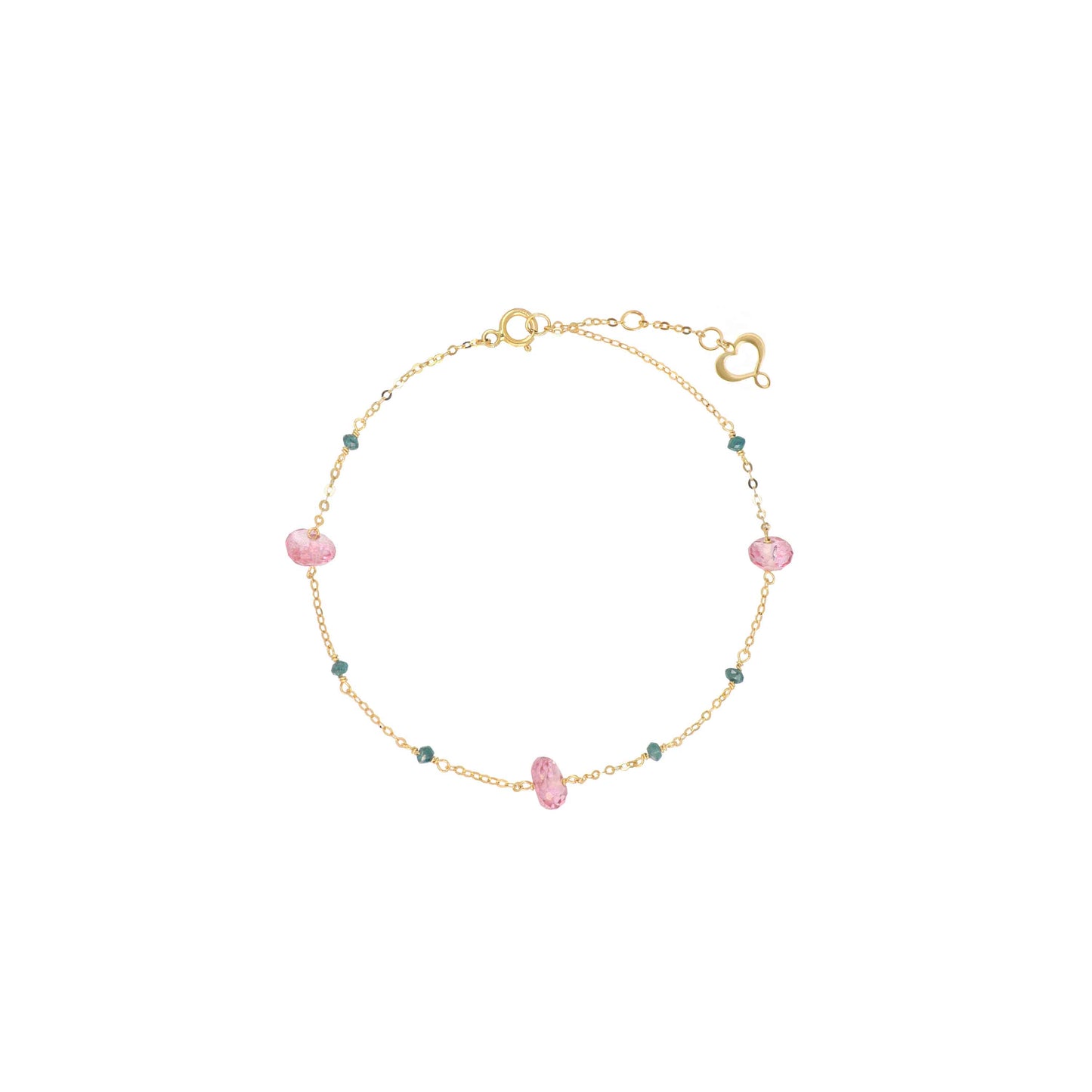 Maman et Sophie Pink Topas & Green Diamond Armband aus 18K Gold