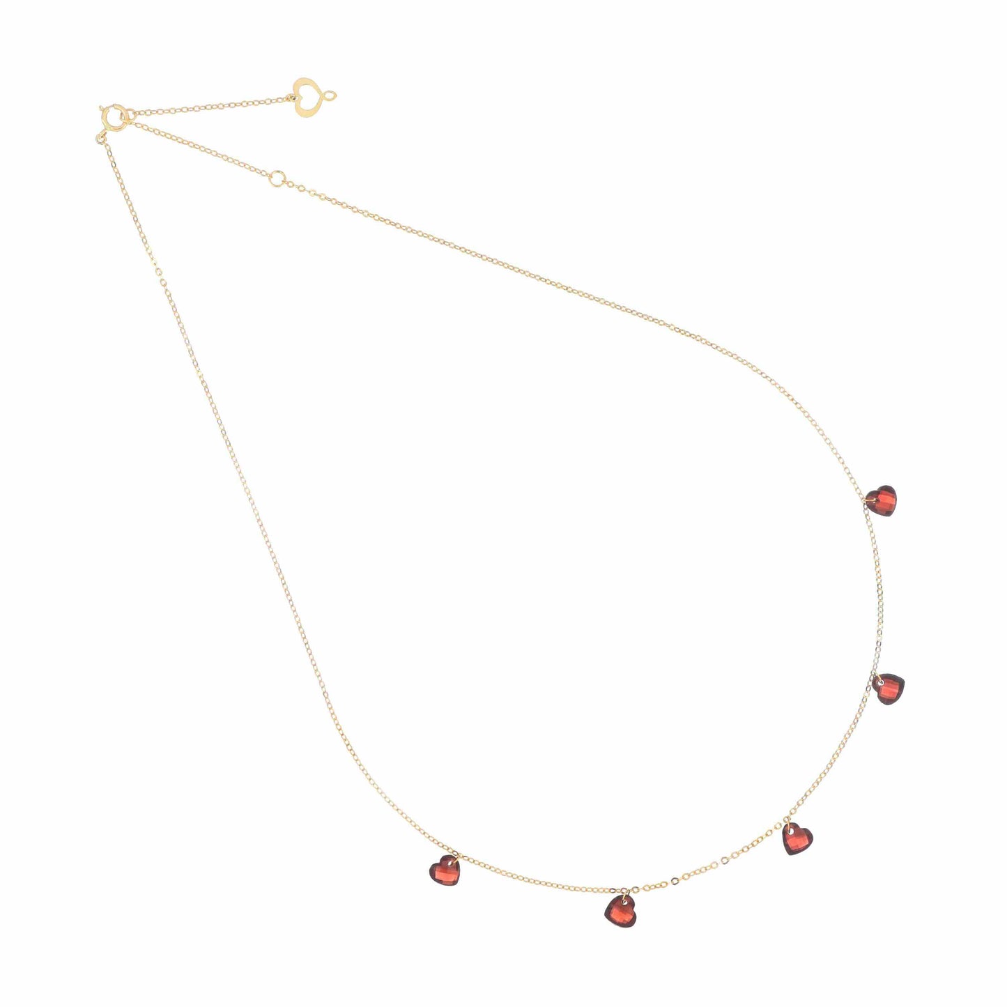 Maman et Sophie Gold 18K – Halskette Cuore Nudo, Gelbgold, 5 Granate