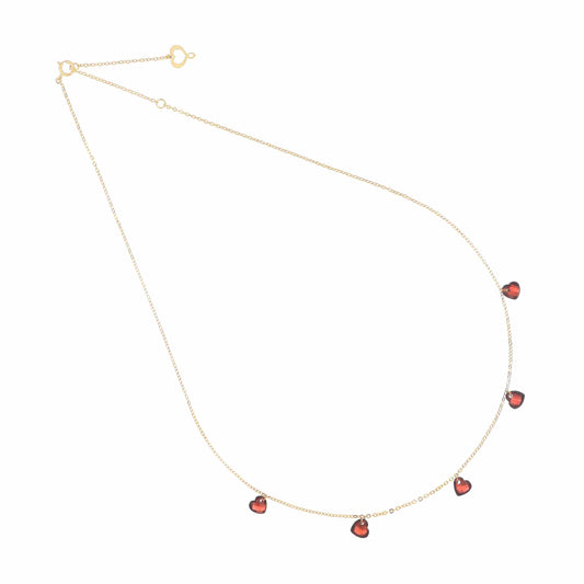 Maman et Sophie Gold 18K – Halskette Cuore Nudo, Gelbgold, 5 Granate