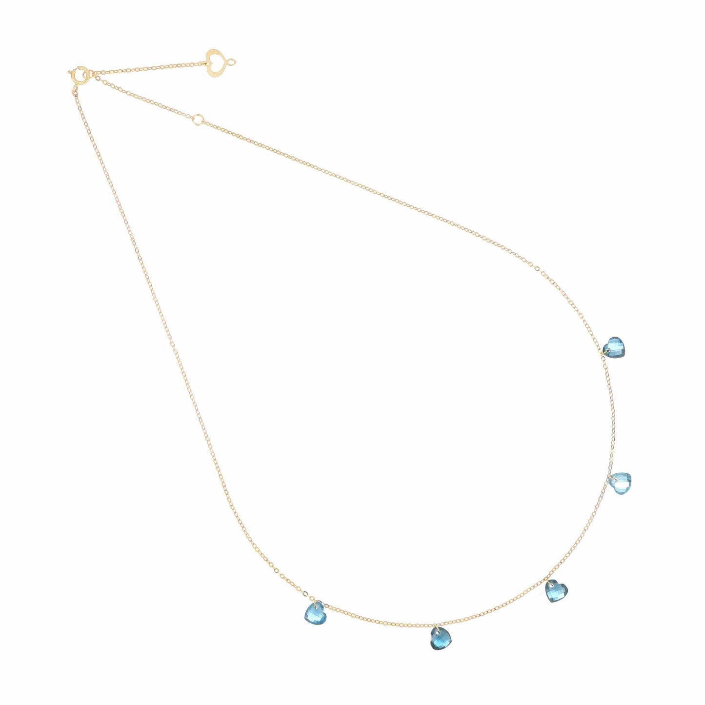 Maman et Sophie Gold 18K – Halskette Cuore Nudo, Gelbgold, 5 London Blue Topaz