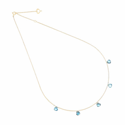 Maman et Sophie Gold 18K – Halskette Cuore Nudo, Gelbgold, 5 London Blue Topaz