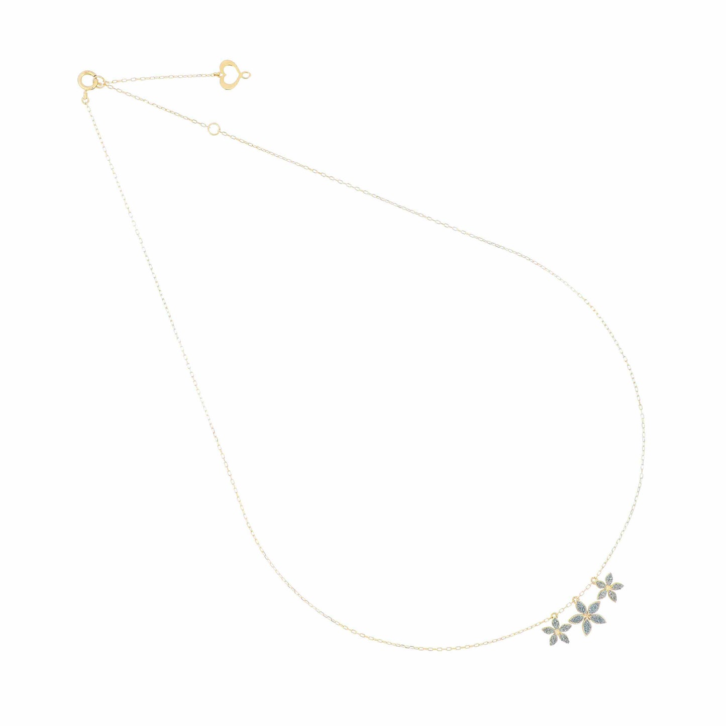 Maman et Sophie Gold 18K – Halskette Fiore, Gelbgold, 3 Blumen, Diamantstaub