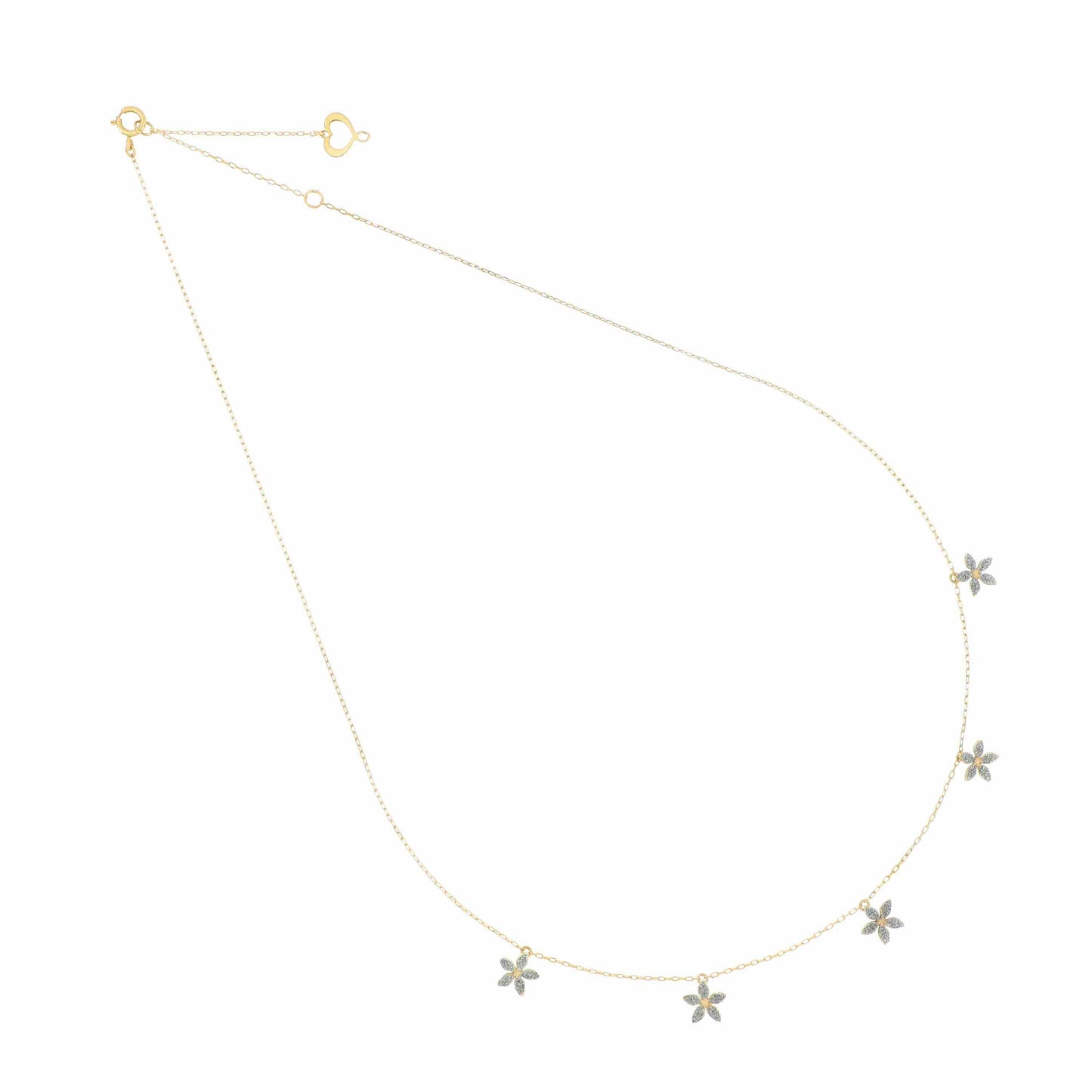 Maman et Sophie Gold 18K – Halskette Fiore, Gelbgold, 5 Blumen, Diamantstaub