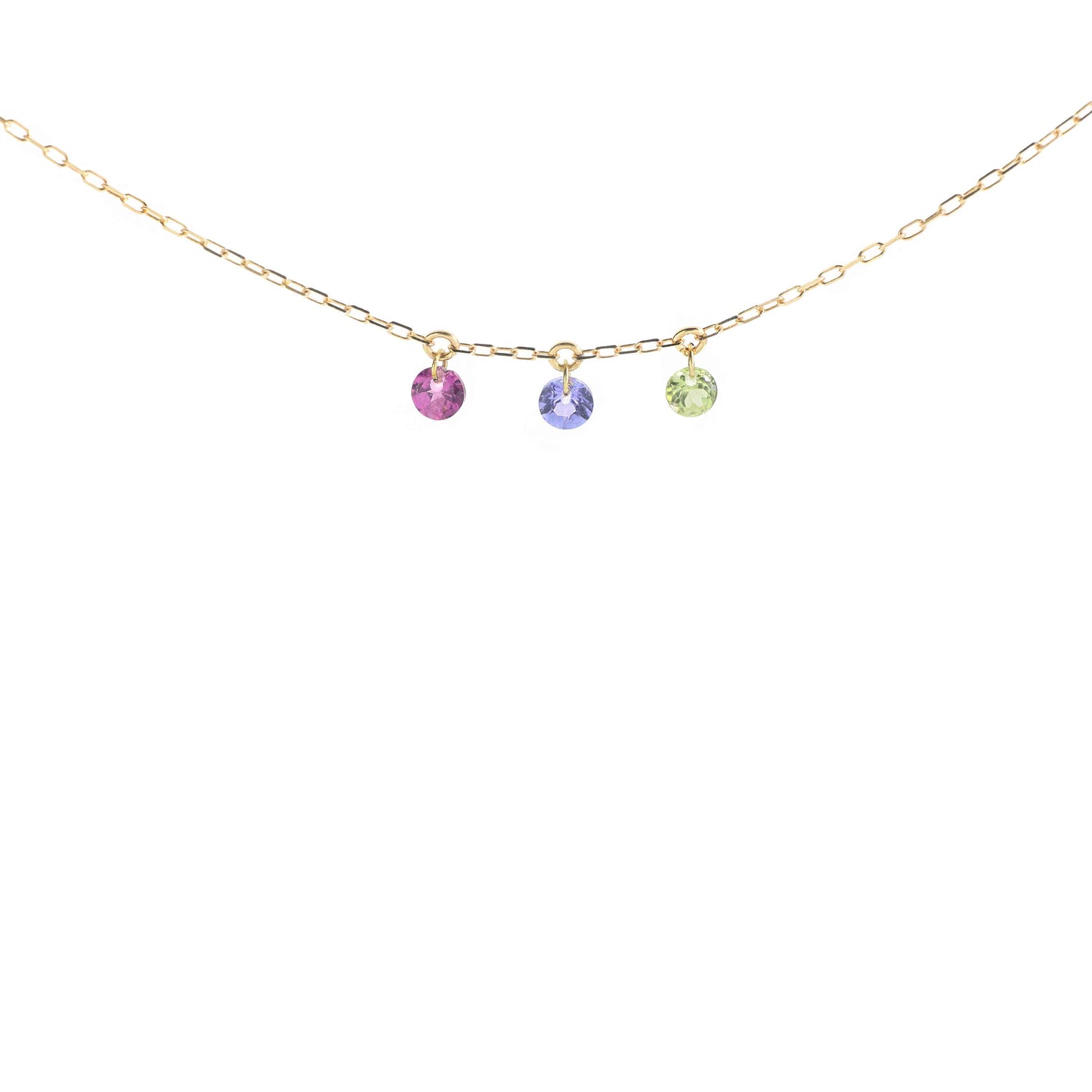 Maman et Sophie Rhodolith, Tanzanit & Peridot Halskette aus 18K Gold