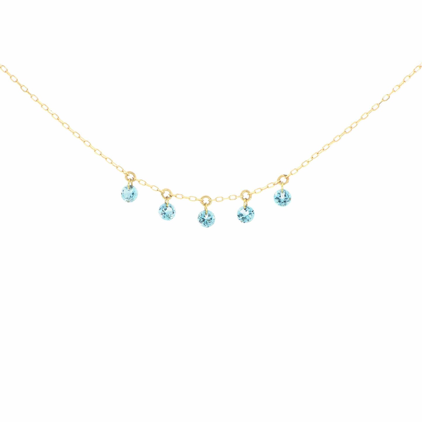 Maman et Sophie Gold 18K – Halskette Pietre Nude, Gelbgold, 5 Blautopase