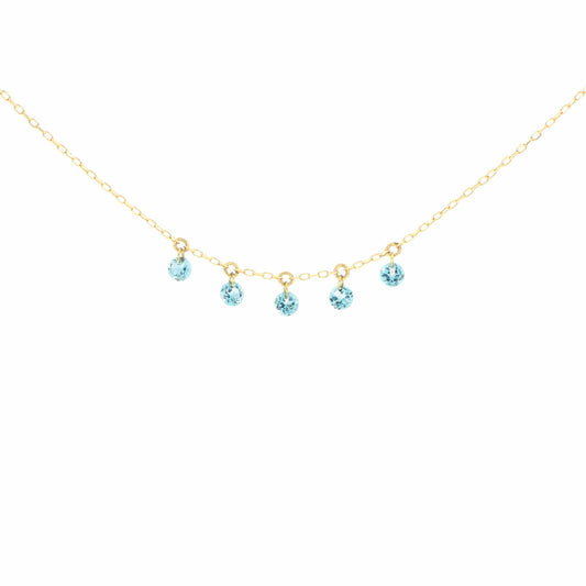 Maman et Sophie Gold 18K – Halskette Pietre Nude, Gelbgold, 5 Blautopase
