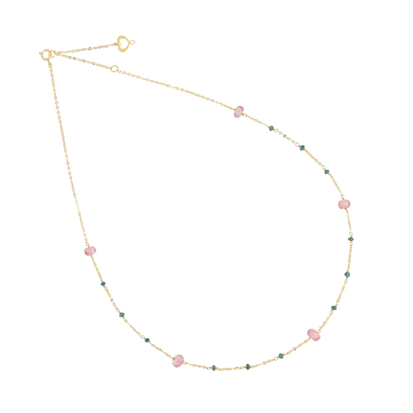Maman et Sophie Pink Topas & Green Diamond Halskette aus 18K Gold