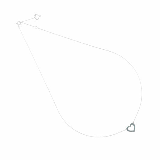 Maman et Sophie Gold 18K – Halskette Polvere, Weißgold, Herz, Diamantstaub