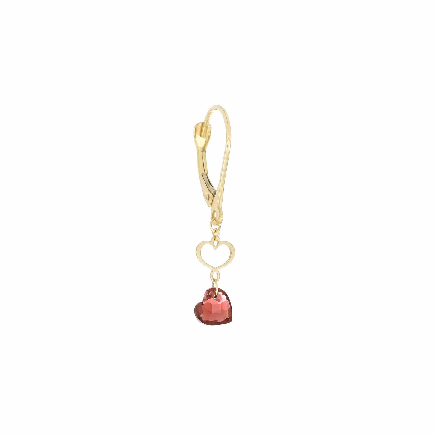 Maman et Sophie Gold 18K – Ohrring Cuore Nudo, Gelbgold, Granat