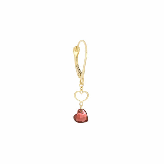 Maman et Sophie Gold 18K – Ohrring Cuore Nudo, Gelbgold, Granat