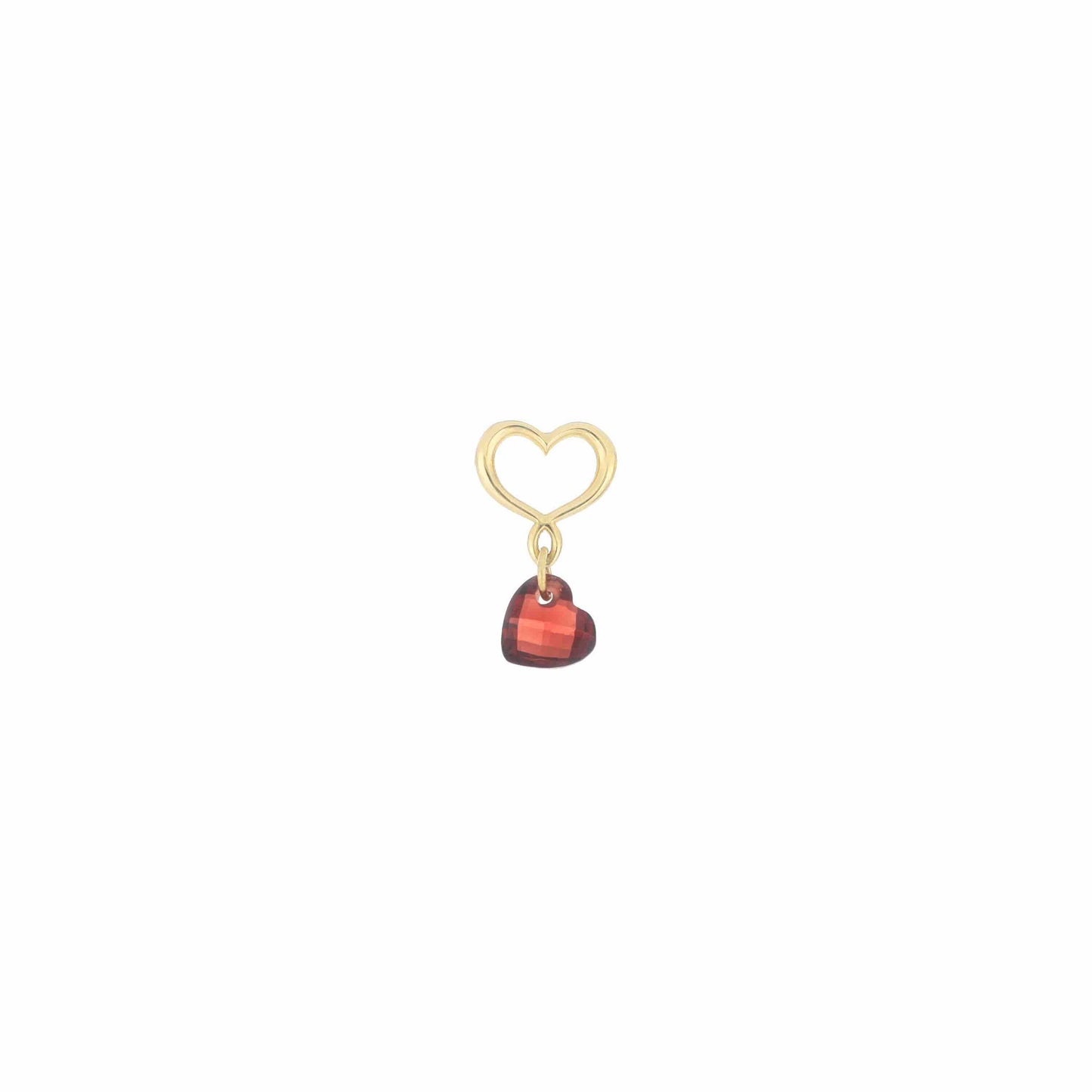 Maman et Sophie Gold 18K – Ohrring Cuore Nudo, Gelbgold, Granat