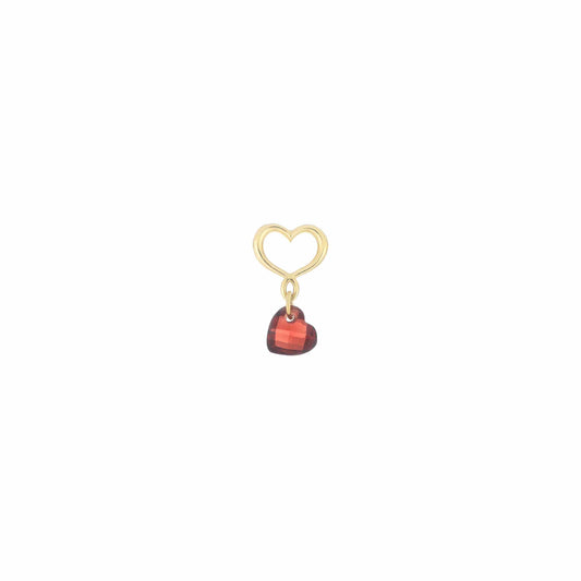 Maman et Sophie Gold 18K – Ohrring Cuore Nudo, Gelbgold, Granat