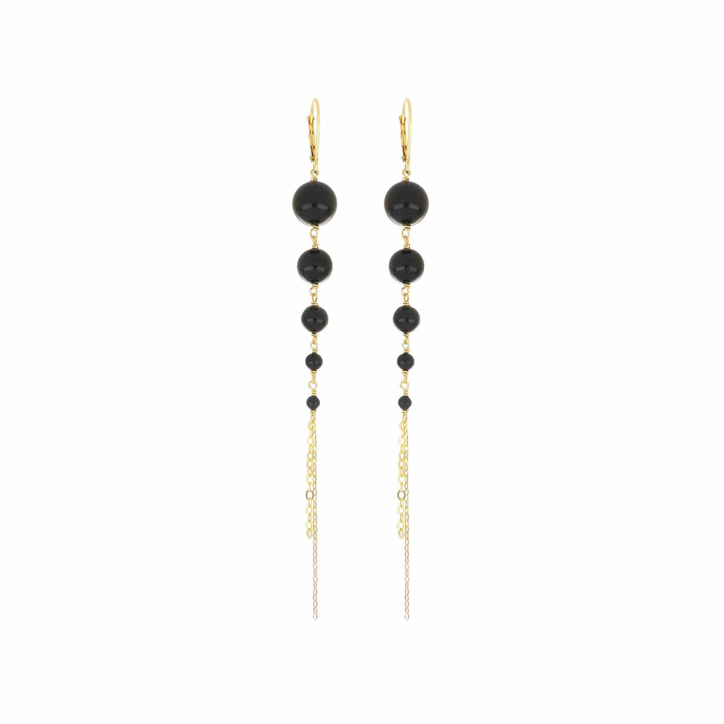Maman et Sophie Argento – Ohrringe Onda, Schwarzer Achat