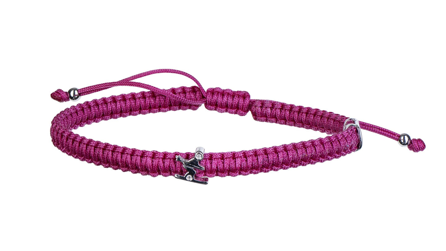Concordia Indole Ski bracelet, gold charm on rose cord